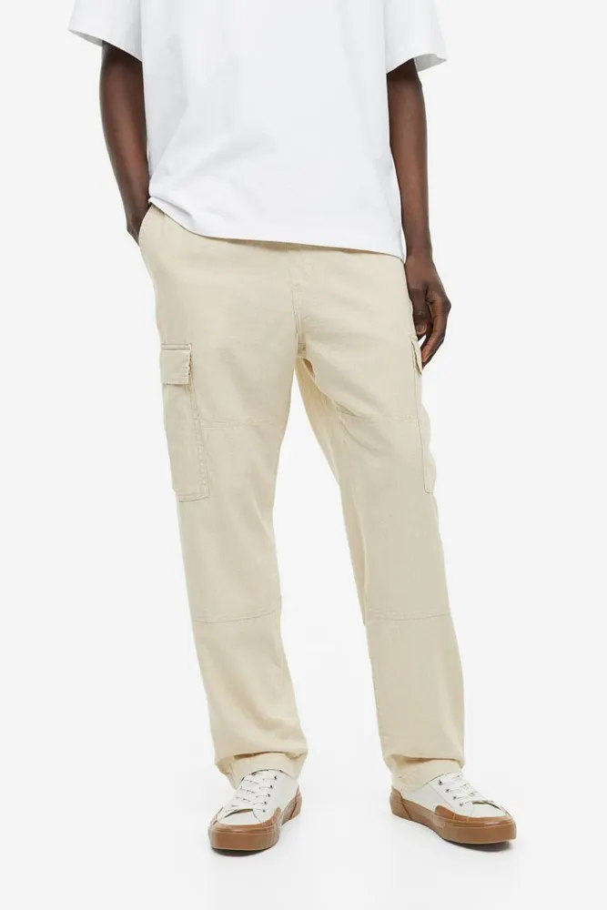 Regular Fit Linen-blend Cargo Pants