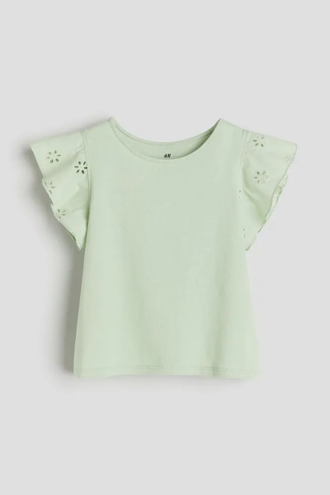 H&M Jersey Top with Eyelet Embroidery | Hawthorn Mall