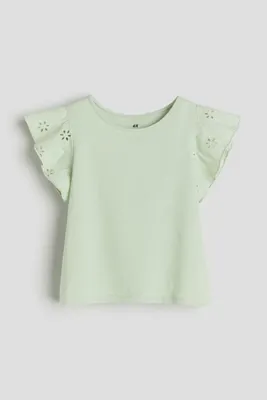 Jersey Top with Eyelet Embroidery