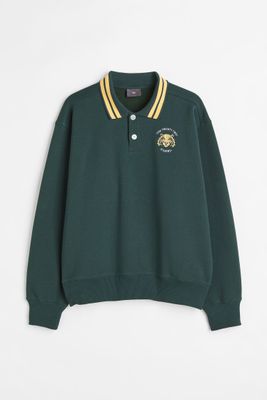Oversized Embroidered Polo Shirt