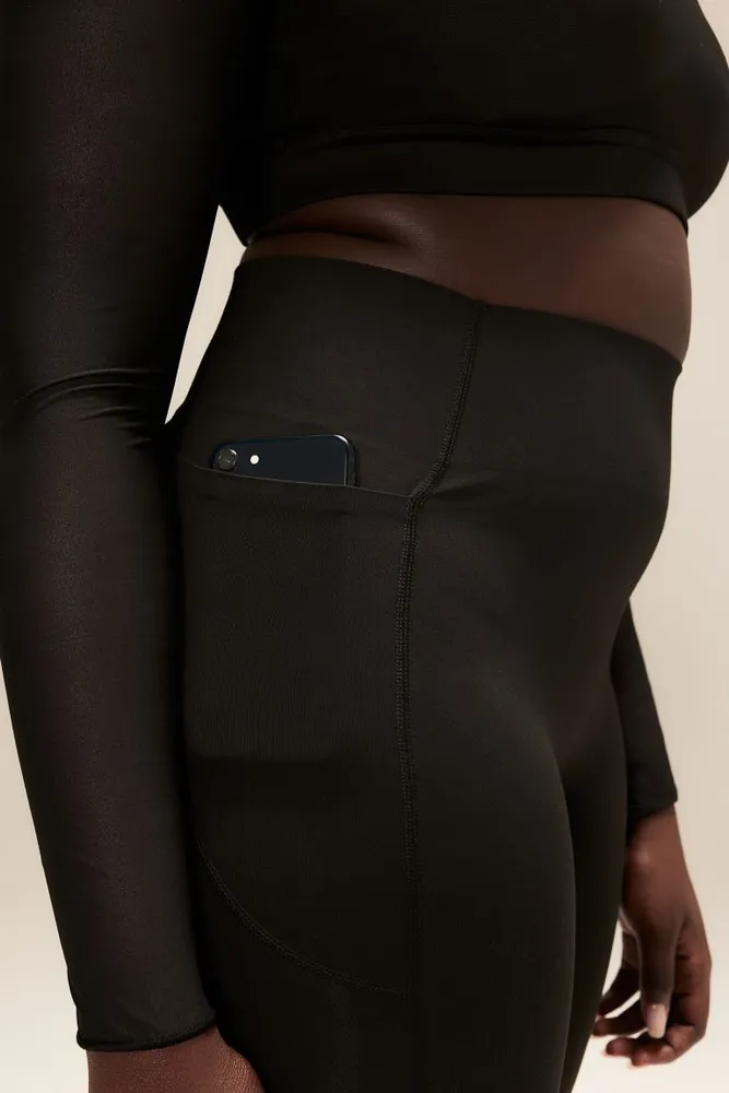 DryMove™ Mesh-detail sports tights - Dark grey - Ladies