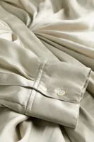 Draped Silk Shirt Dress