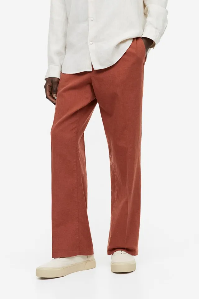 Loose Taper Linen-Blend Ankle Pants