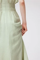 Long Smocked-waist Dress