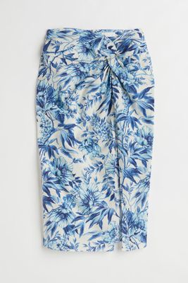 H&M+ Draped Linen-blend Skirt