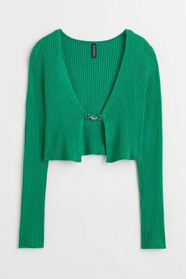 Rib-knit Crop Cardigan