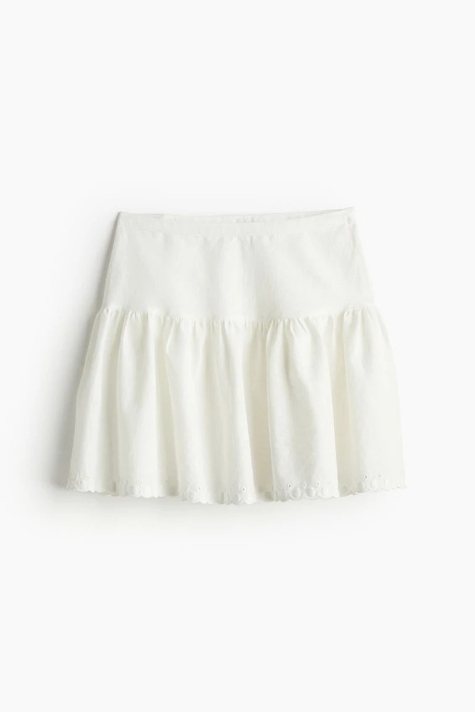 Linen-blend Flared Skirt