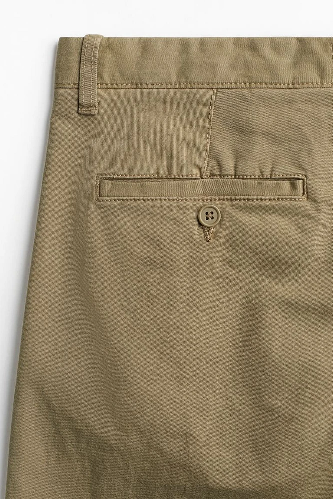 Regular Fit Cropped Cotton Chinos