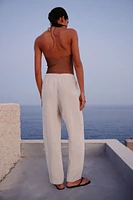 Linen-blend Tapered Pants