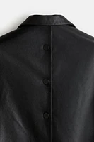Button-detail Leather Blazer