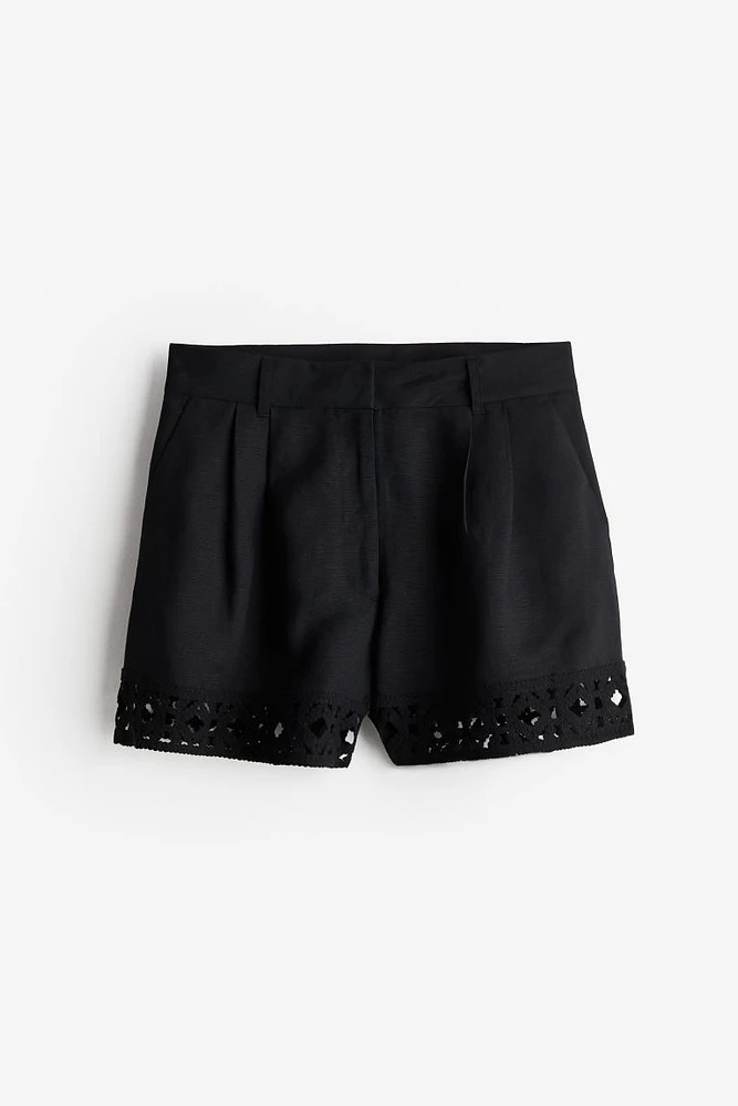 Shorts with Crochet-look Trim