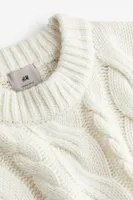 Regular Fit Wool-blend Cable-knit Sweater