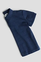 Short-sleeved Fine-knit Polo Shirt