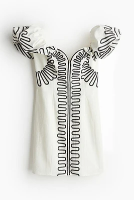 Linen-blend Off-the-shoulder Dress