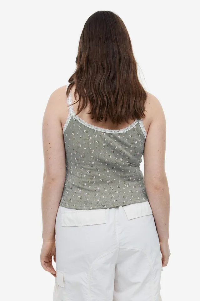 H&M+ Lace-trimmed Pointelle Tank Top