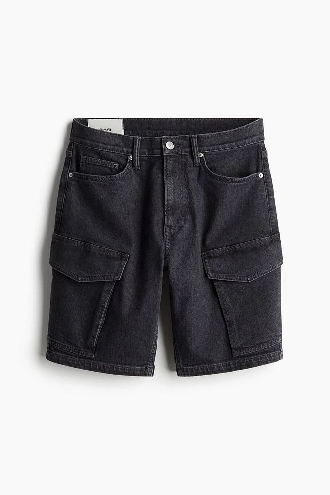 Slim Denim Cargo Shorts