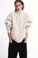 Oversized Teddy Fleece Bomber Jacket