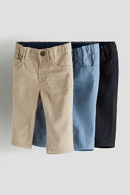 3-pack Pantalones en sarga de algodón