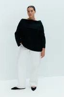 Rib-knit Off-the-shoulder Sweater