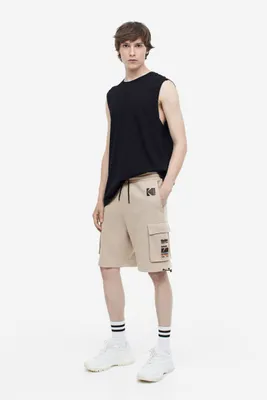 Relaxed Fit Printed Cargo Sweatshorts