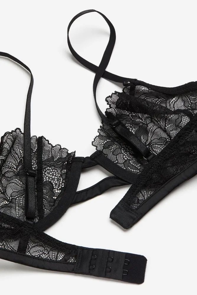H & M Non-padded Underwire Lace Bra in Black