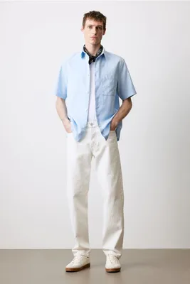Loose Fit Short-sleeved Linen-blend Shirt