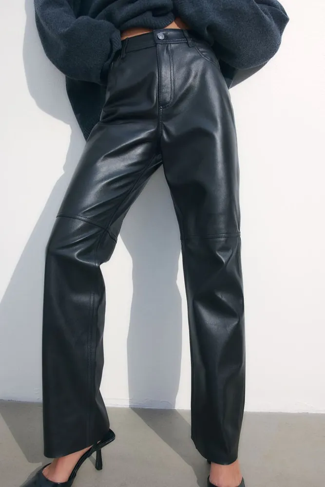 Soft Leather Straight Leg Trouser