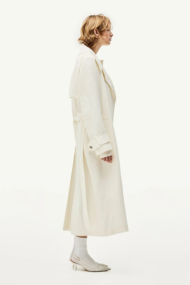 Linen-blend Trench Coat