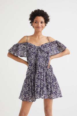 Sleeveless Flounce-trimmed Dress