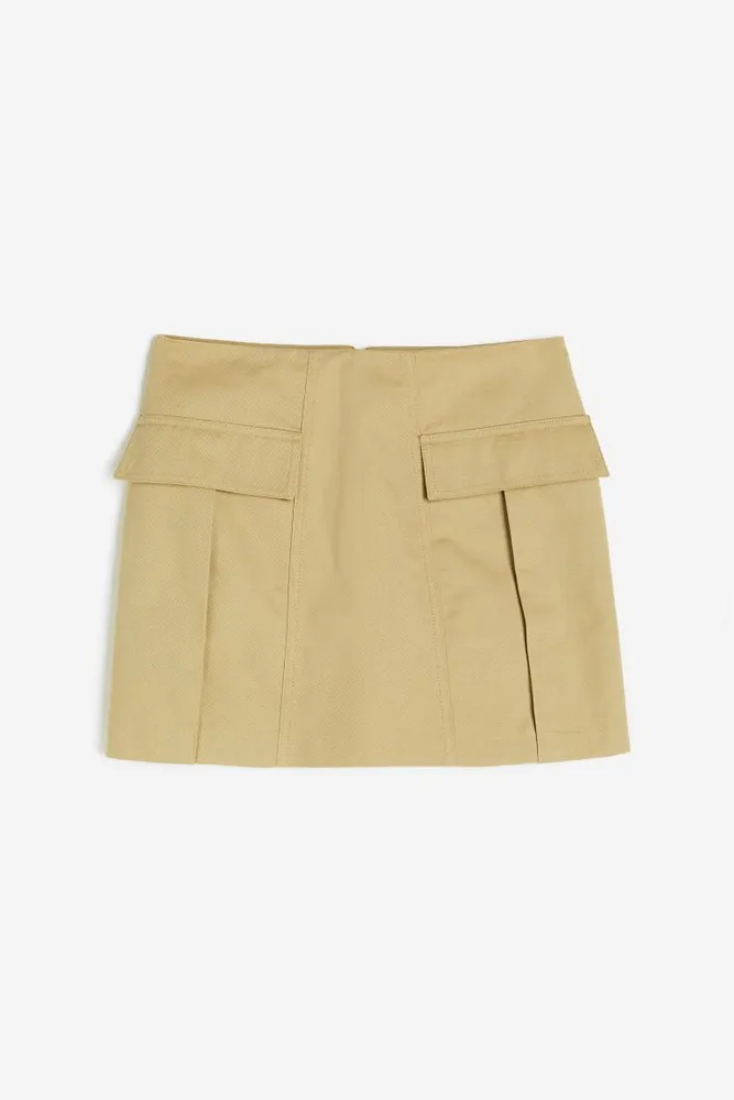 Linen-blend Cargo Mini Skirt