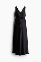 MAMA Tie-belt Satin Dress