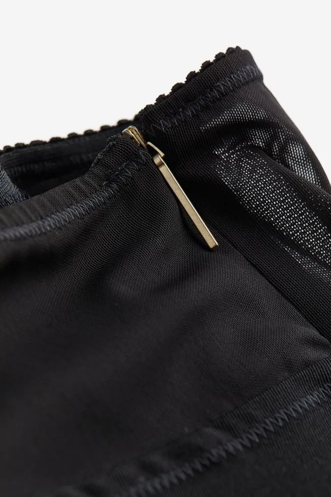 Lingerie-detail Wool-blend Pants