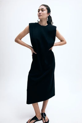 Sleeveless Dress with Shoulder Pads