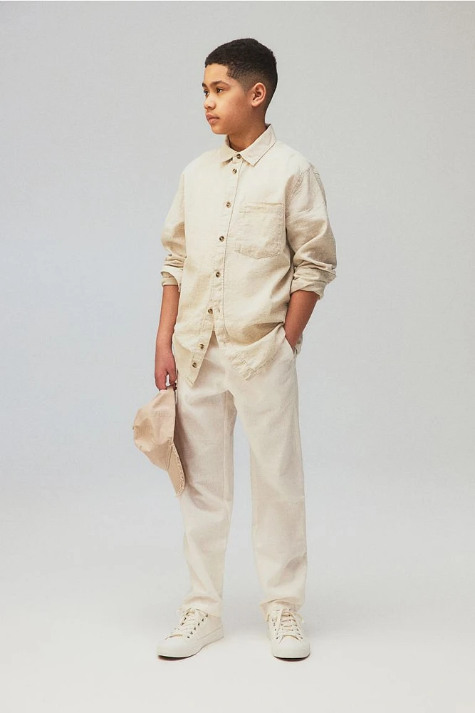 Long-sleeved Linen-blend Shirt