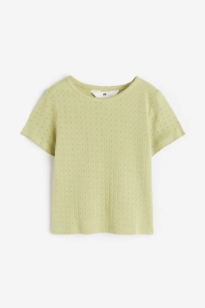 Picot-trimmed Ribbed Top