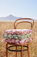 Ruffle-trimmed Cotton Seat Cushion