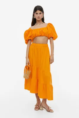 Jupe asymétrique en lin mélangé