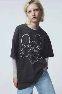 Oversized T-shirt with Printed Motif