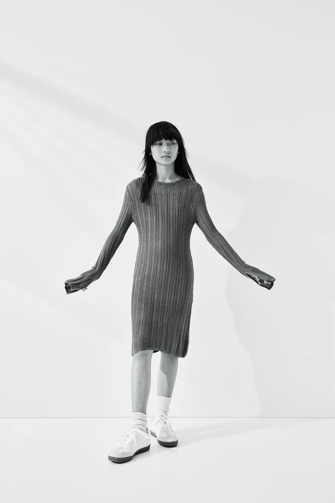 Ladder-stitch-look Dress