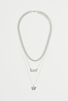 Double-strand Rhinestone-pendant Necklace