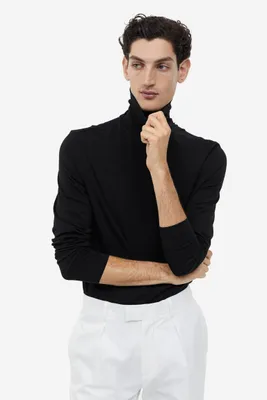 Slim Fit Cotton Turtleneck Shirt