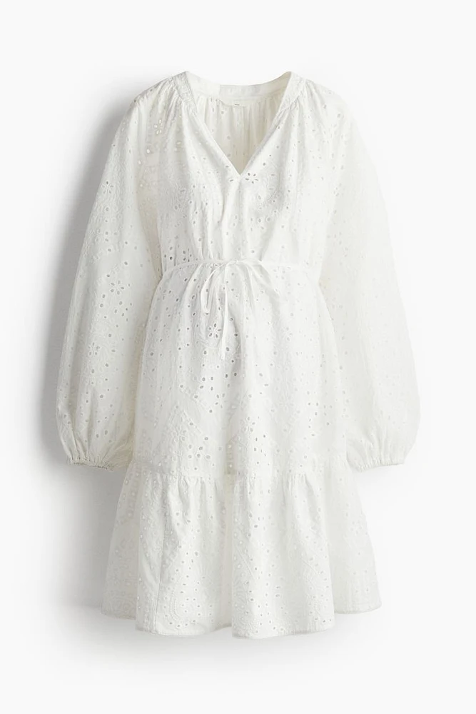 MAMA Dress with Eyelet Embroidery