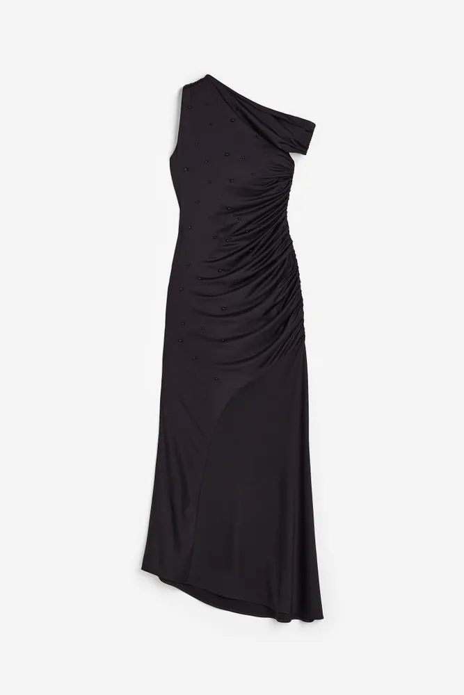 Asymmetric Gathered Jersey Dress