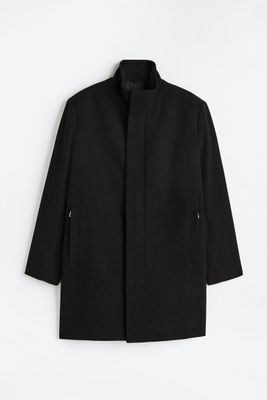 Wool-blend Chimney-collar Coat
