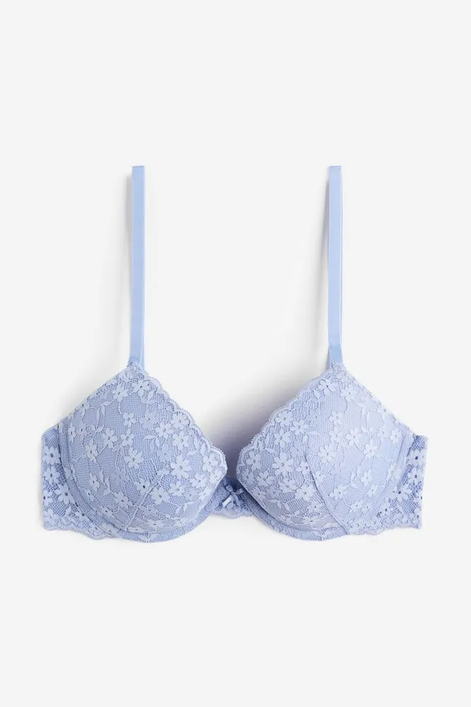 Aerie Bra Size 34A Blue Underwired Push-Up Adjustable Straps Lace Lingerie