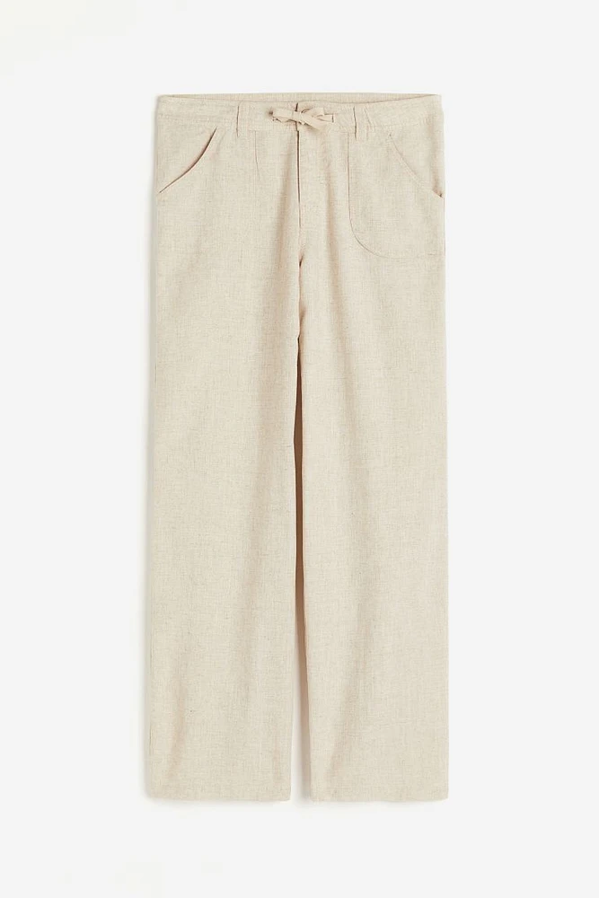Linen-blend Straight Pants