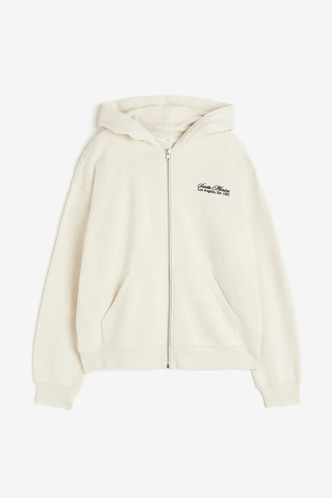 Text-motif Hooded Sweatshirt Jacket