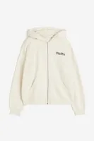 Text-motif Hooded Sweatshirt Jacket