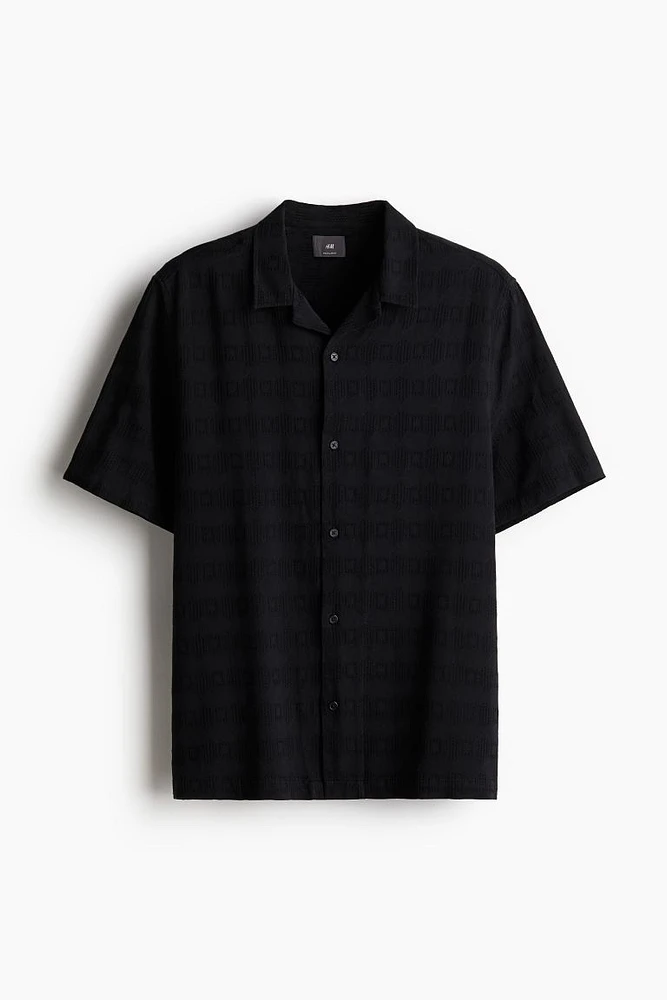 Regular Fit Jacquard-weave Resort Shirt
