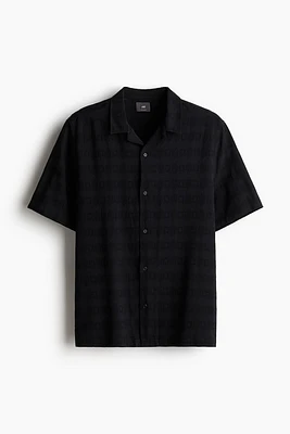 Regular Fit Jacquard-weave Resort Shirt